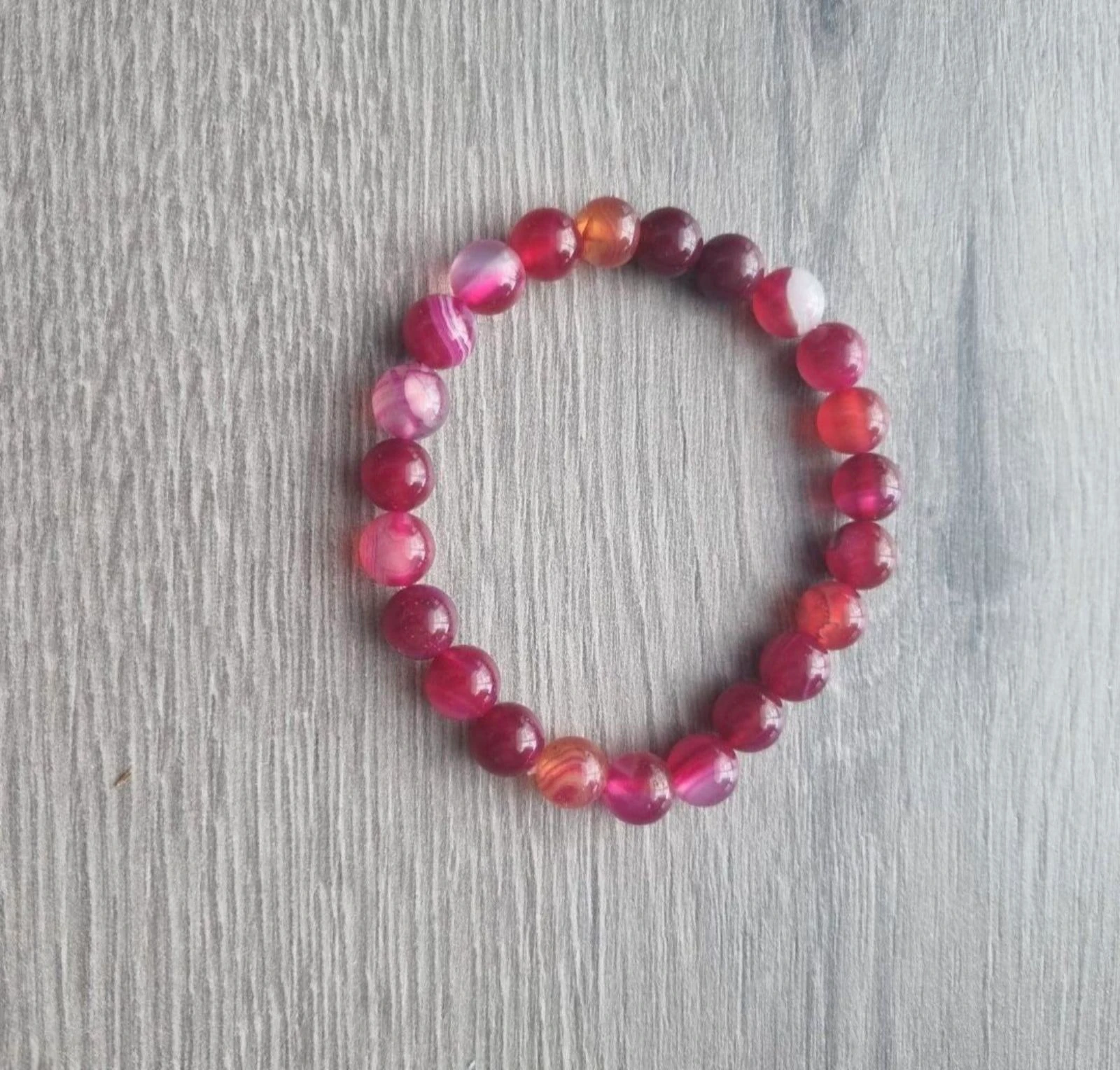 New Beaded Bracelet Real Rose Agate – Elastic Gemstone – photo 2